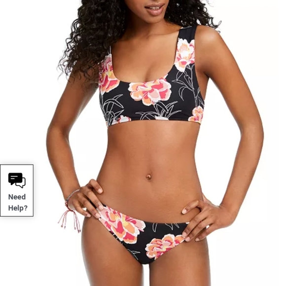 Roxy Other - Nwt Roxy Black Floral Bikini Top Sz XL